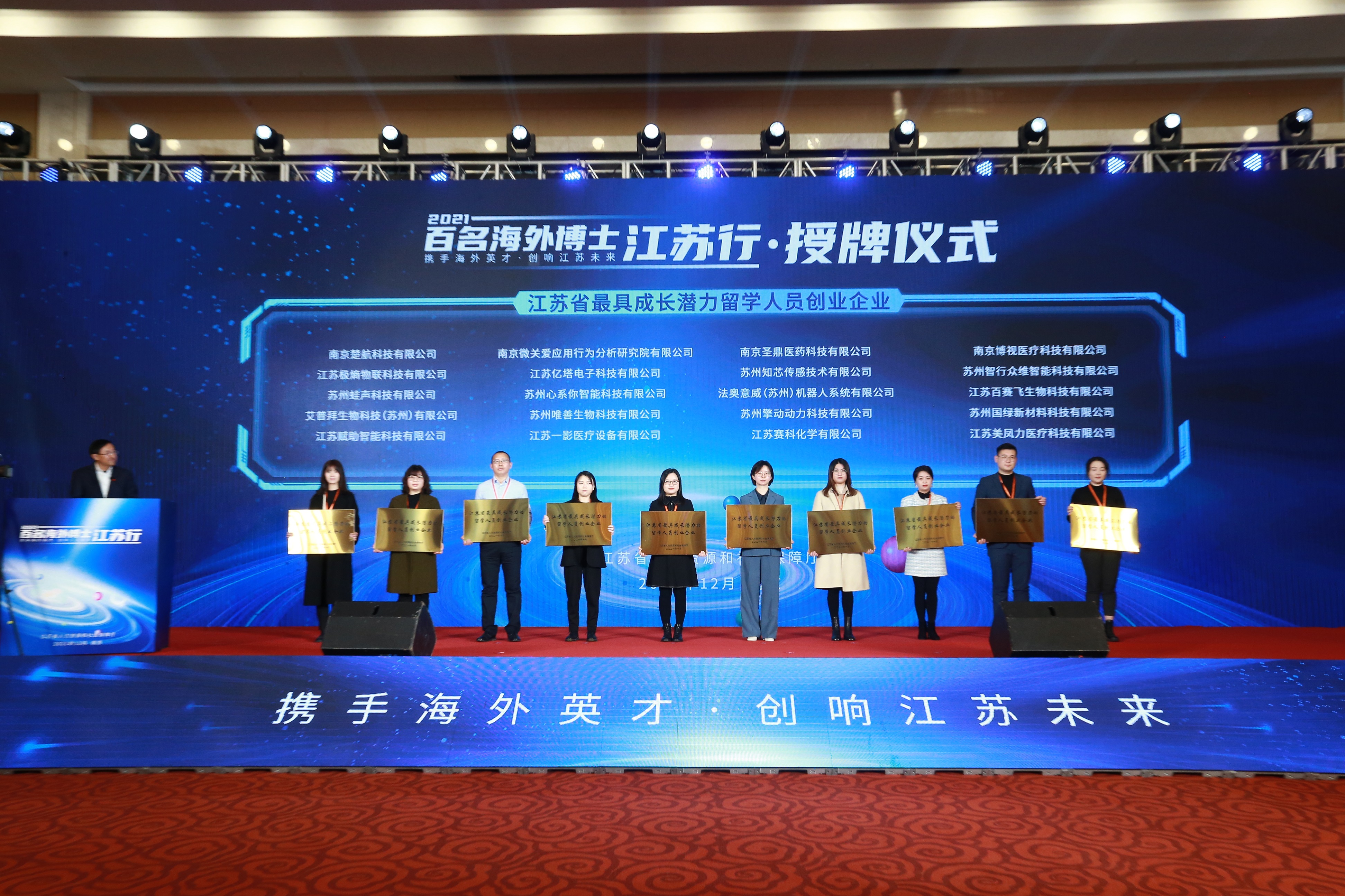 8188cc威尼斯参加"江苏省最具成长潜力留学人员创业企业”授牌仪式