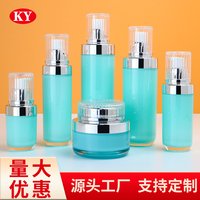 電鍍亞克力套裝瓶高檔化妝品瓶按壓噴霧瓶雙層精華乳液分裝瓶包材