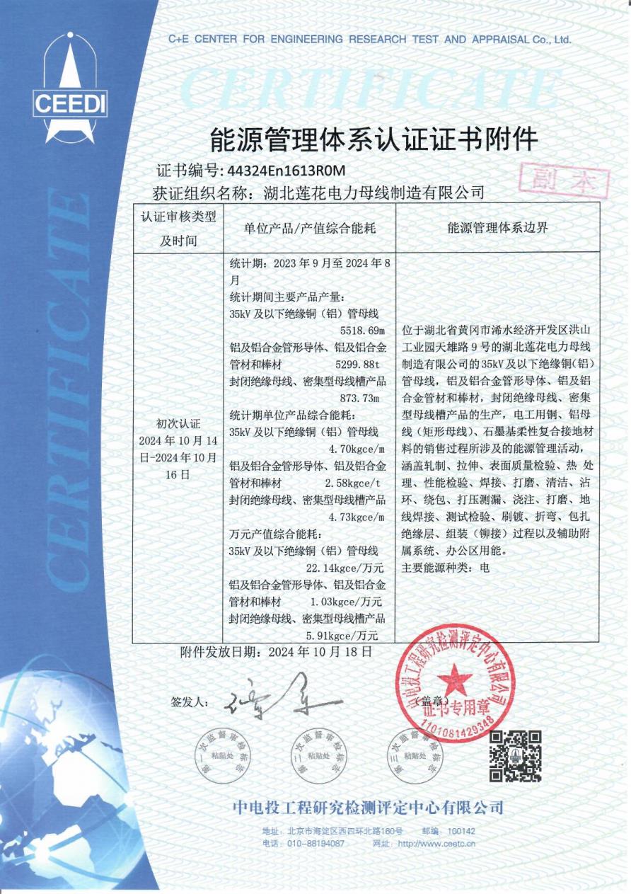 認(rèn)證證書（能源管理體系）