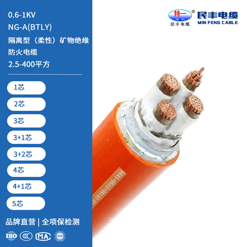 NG-A(BTLY) 隔离型（柔性）矿物绝缘防火电缆