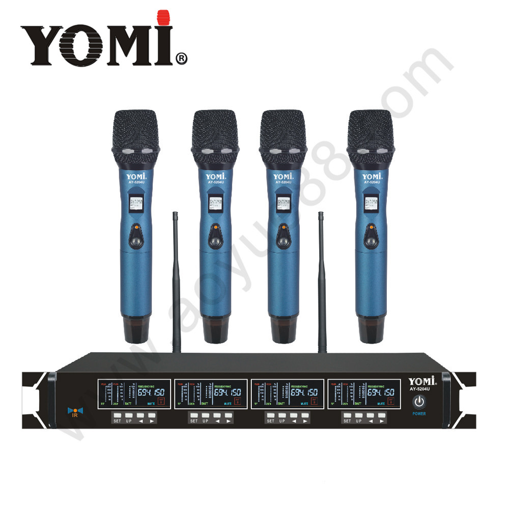 Wireless Microphone System Professional 4 Channels Dynamic Handheld Mic Karaoke Party Stage  