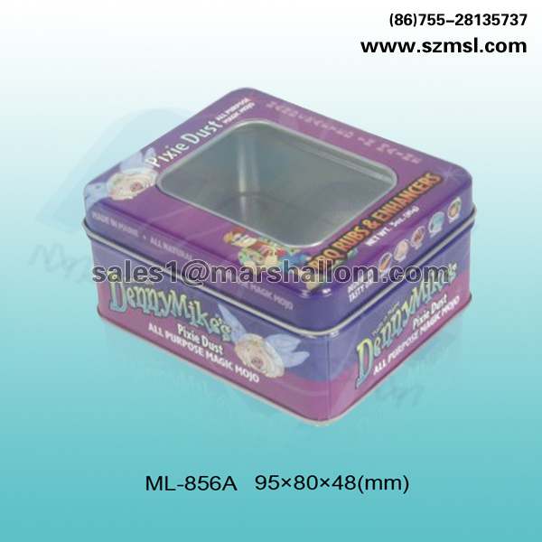 ML-856A Rectangular tin box with Plastic window