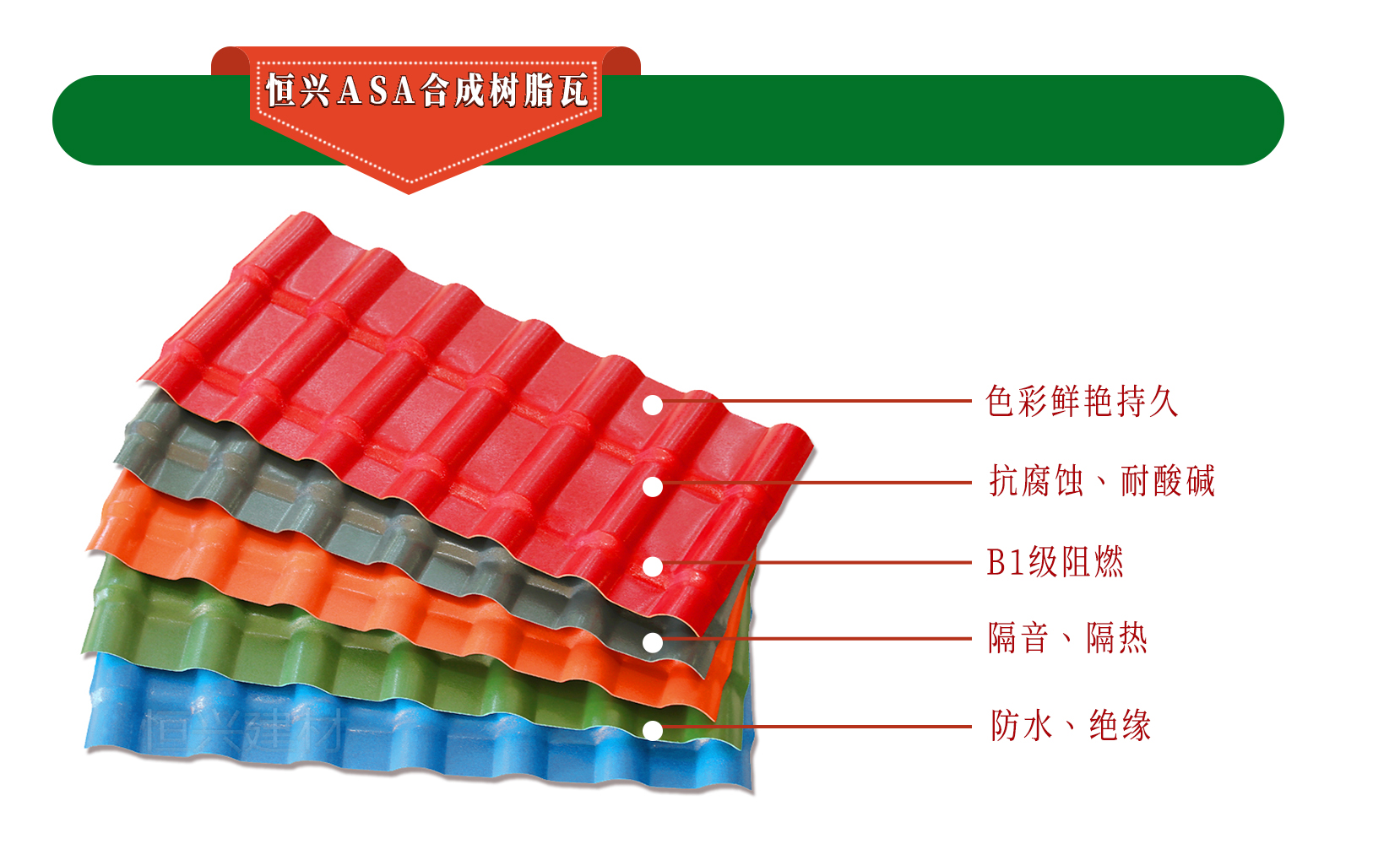 恒兴ASA合成树脂瓦,高颜值更有高品质。 恒兴ASA合成树脂瓦,高颜值更有高品质。