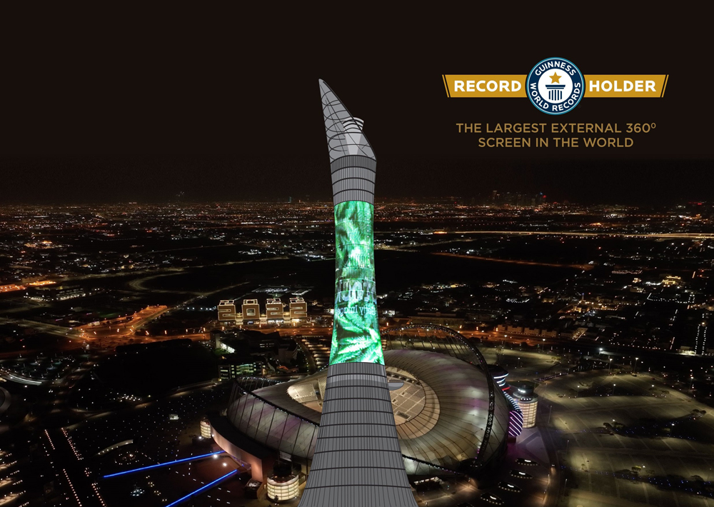 分享全彩激光燈效果：煙花和激光表演在內的壯觀表演啟動了多哈火炬塔