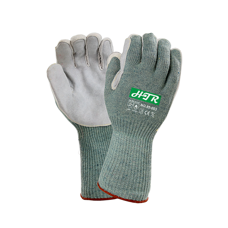 Leather palm anti-cut gloves with long cuff