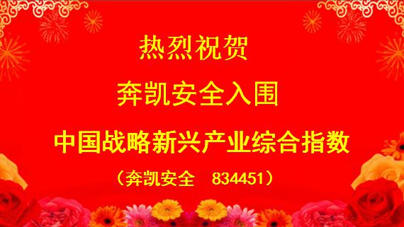 热烈祝贺奔凯安全（834451）入围中国战略新兴产业综合指数股！