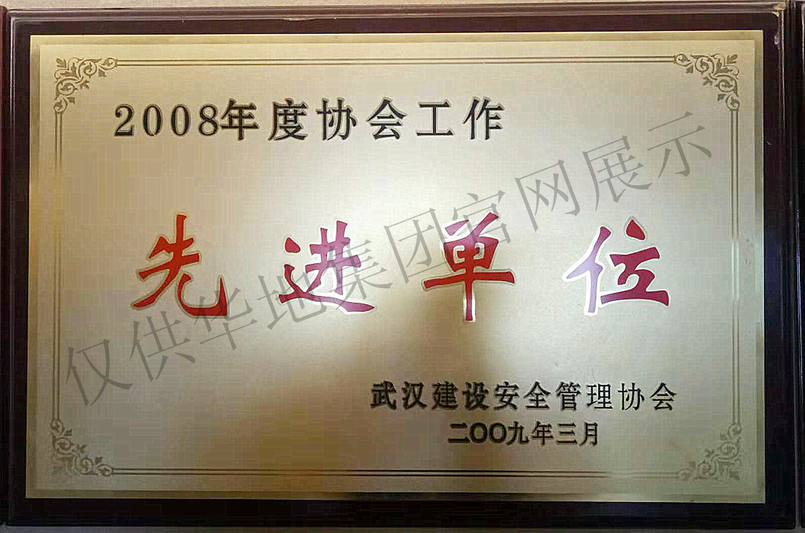  武漢建設安全管理協會2008年度協會工作“先進單位”