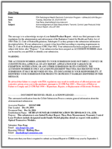 Transceiver: FDA letter