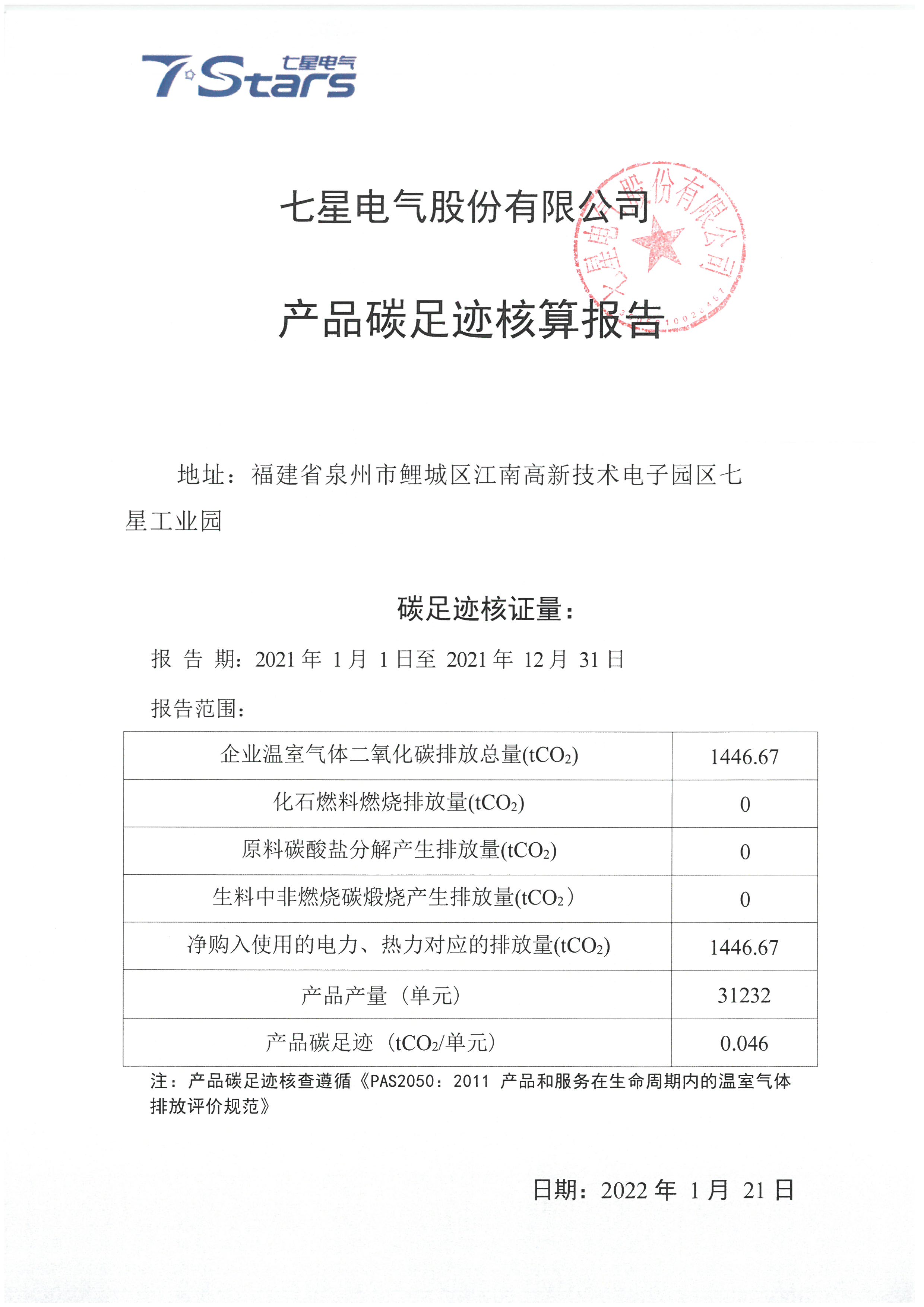 產品碳足跡核算報告