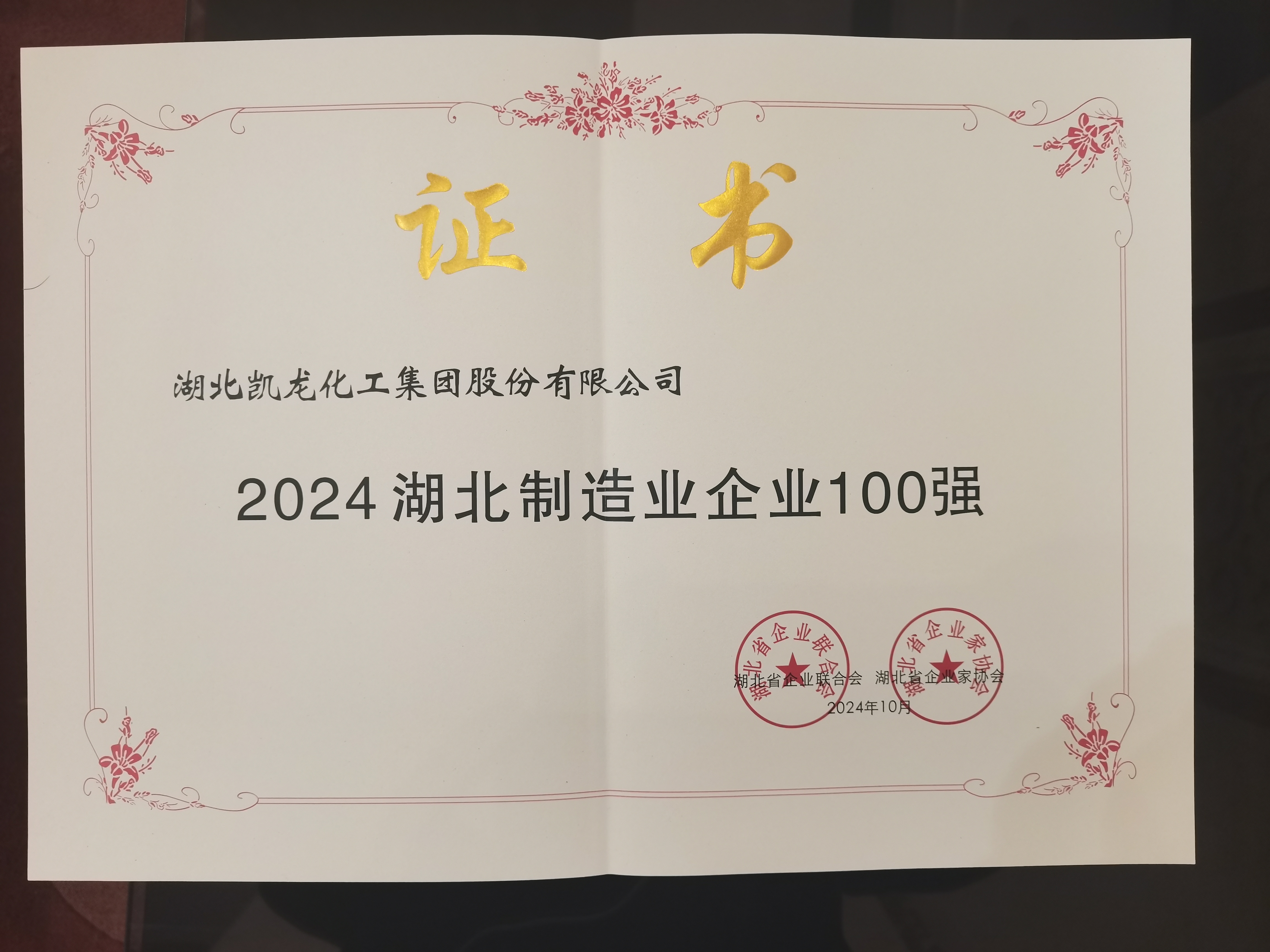 2024湖北制造业企业100强