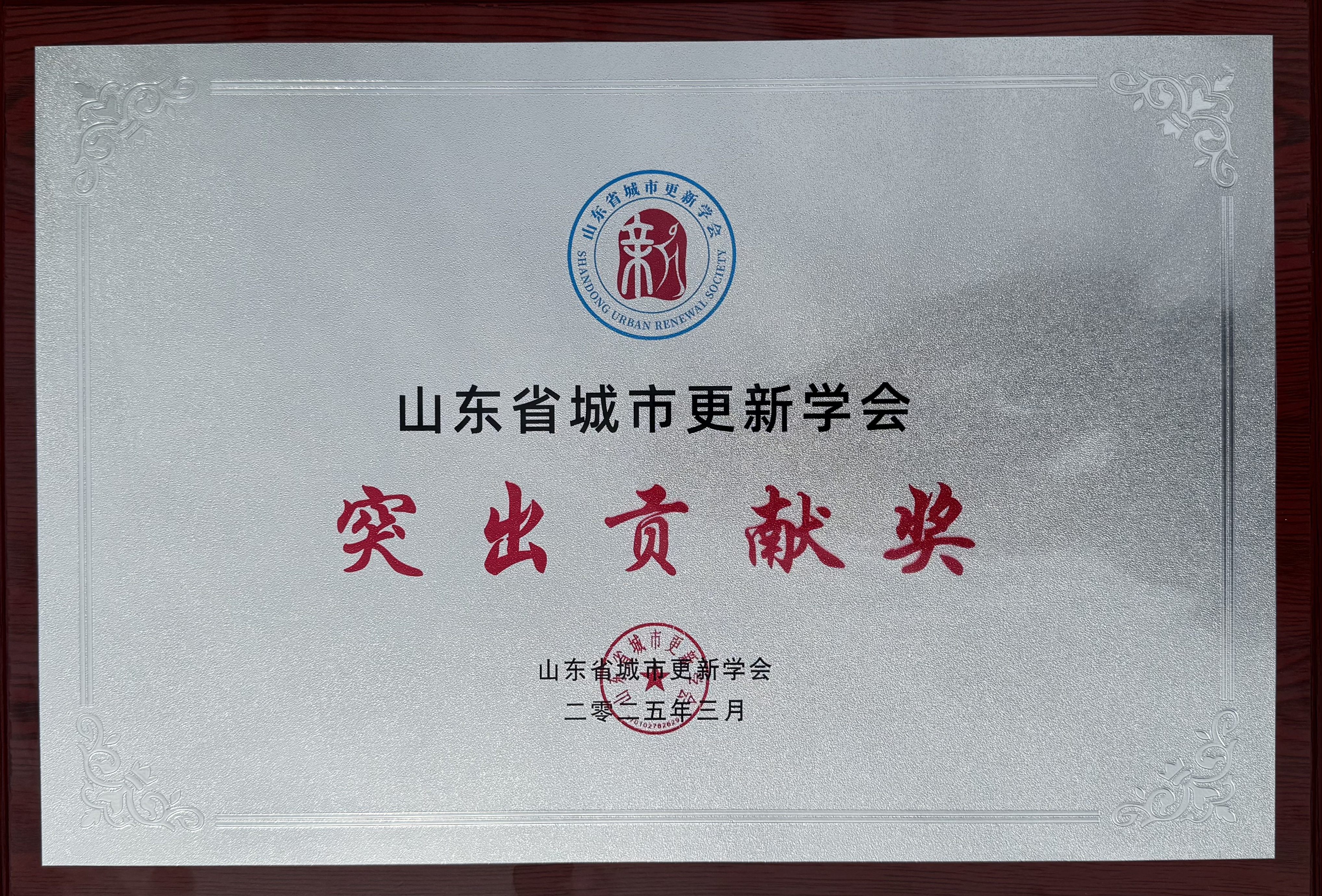 龍達恒信被山東省城市更新學會授予“突出貢獻獎”