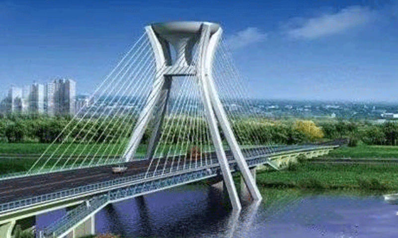 Successful capping of main tower of Xuncheng road tuihe Bridge Successful capping of main tower of Xuncheng road tuihe Bridge