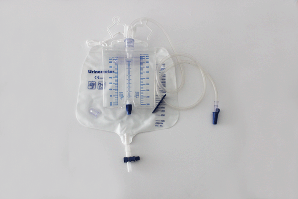 Disposable urine bag with urine meter-B