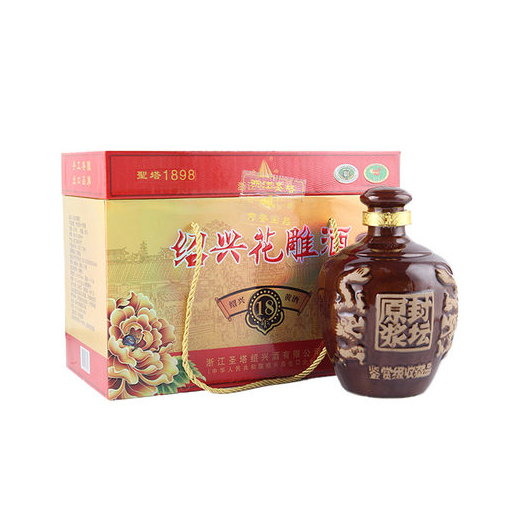 圣塔紹興黃酒封壇原漿18年陳花雕糯米陳釀半干型加飯酒1.5L*2禮盒