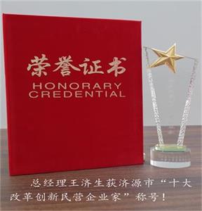 總經理王濟生榮獲“十大改革創新民營企業家”稱號