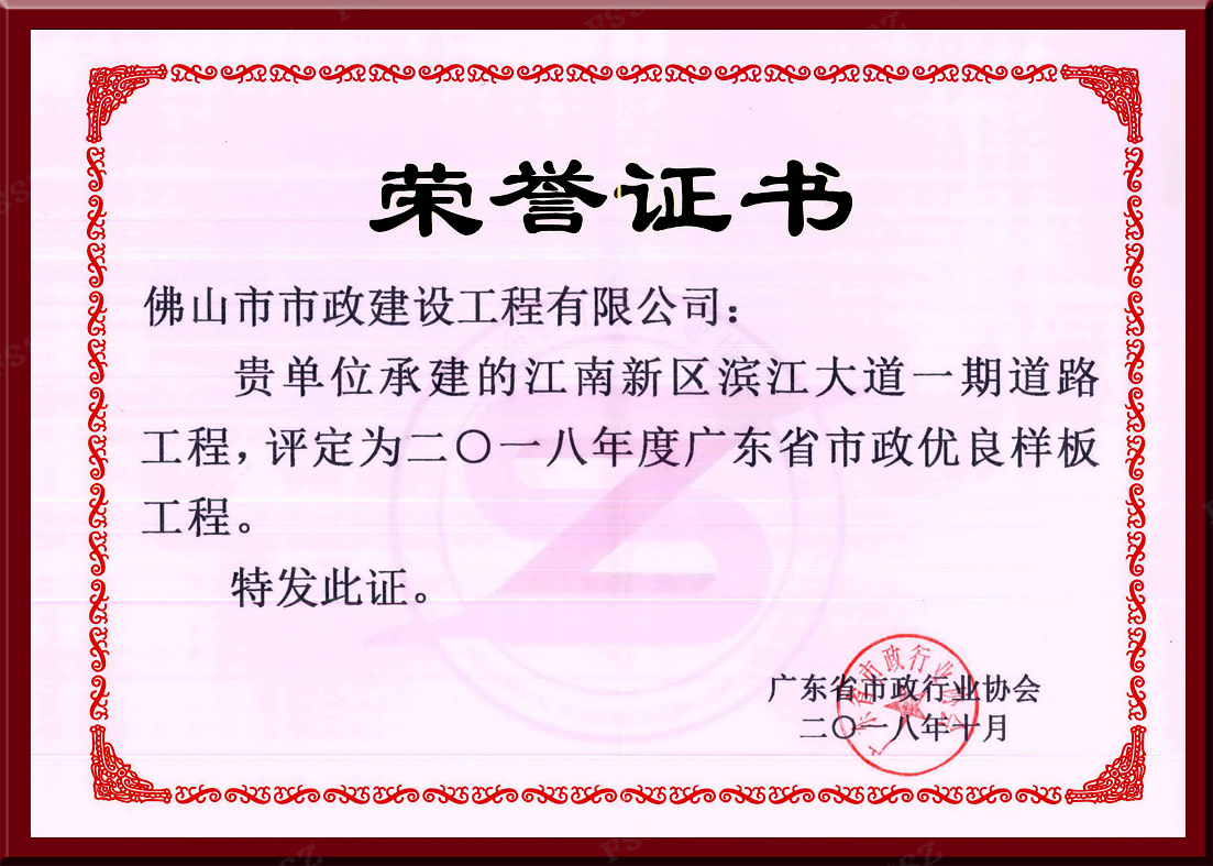 2018年江南新區濱江大道一期-市政（省優）