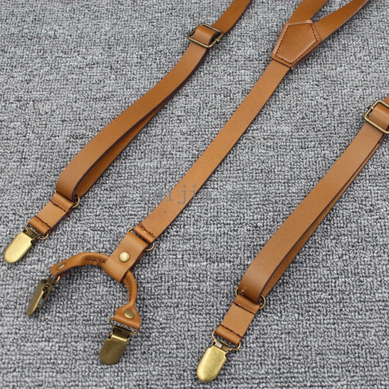 Fashion leather 4 clips suspenders commercial western-style trousers man Fashion leather 4 clips suspenders commercial western-style trousers man
