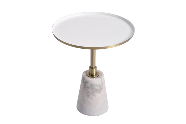 現代圓形金屬頂大理石底座邊桌