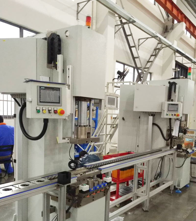 Tension wheel press fit production line