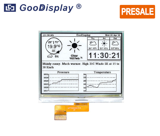 4.2 inch DES e-ink display module extended operating temperature, GDEW042M01 (PRESALE)