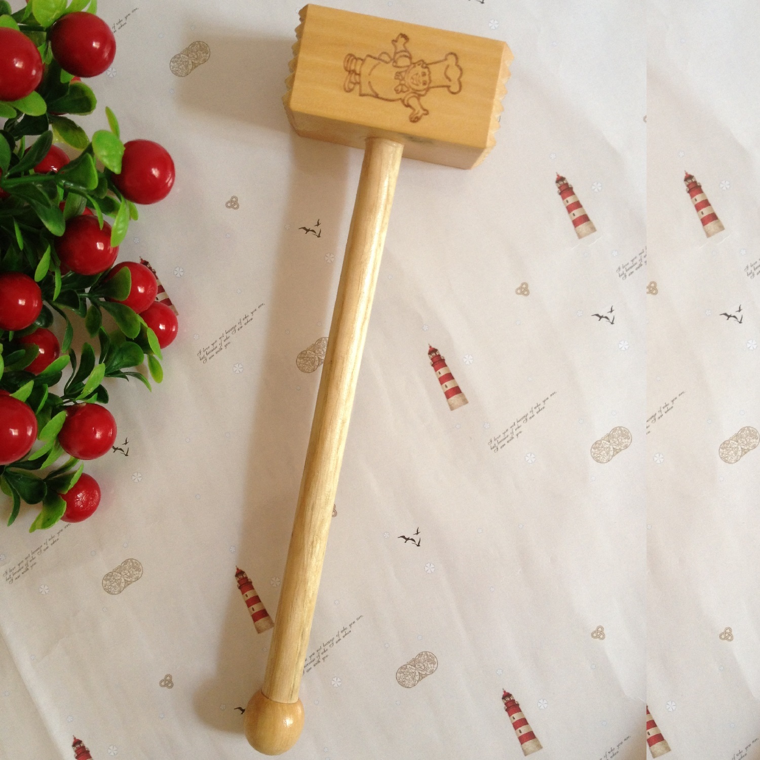 Square wooden meat hammer